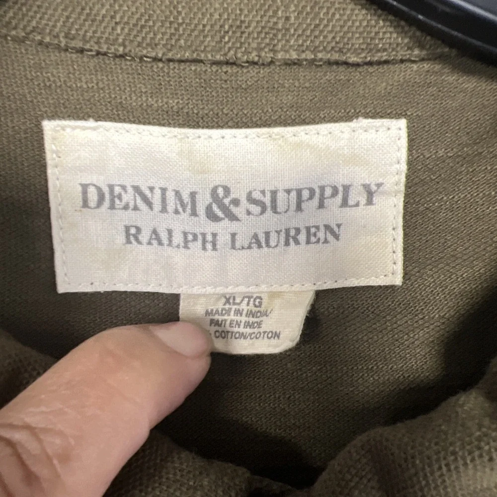 Denim & Supply Ralph Lauren Shirt Men's Sz L Green Short Sleeve Polo Pocket Logo